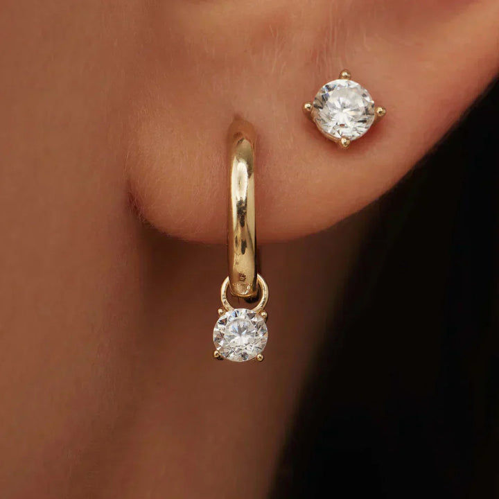 Amarissea | Moonbeam Stone Hoop Earrings 14k Gold